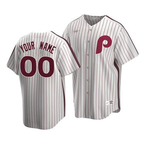 MenS Philadelphia Phillies Custom #00 Cooperstown Collection White Home Jersey