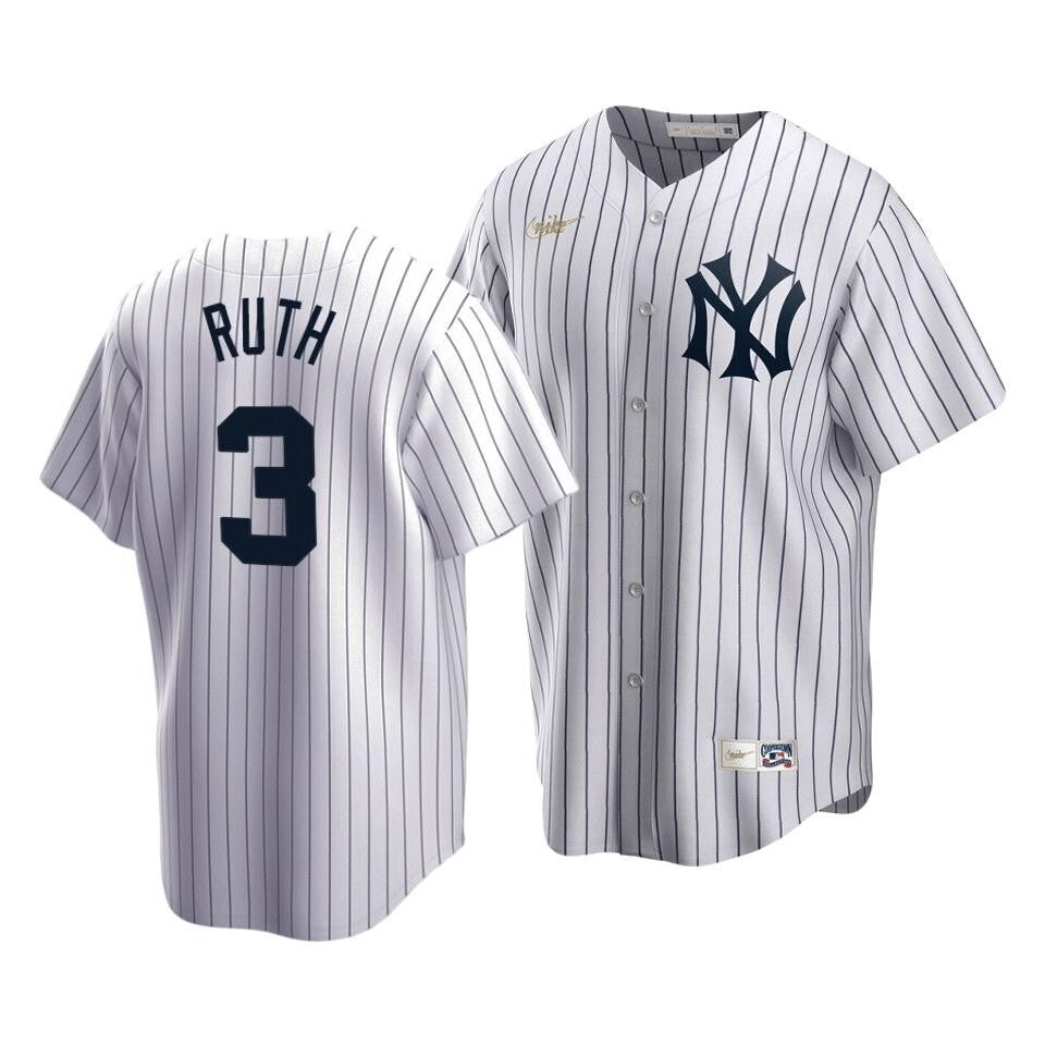 MenS New York Yankees Babe Ruth #3 Cooperstown Collection White Home Jersey