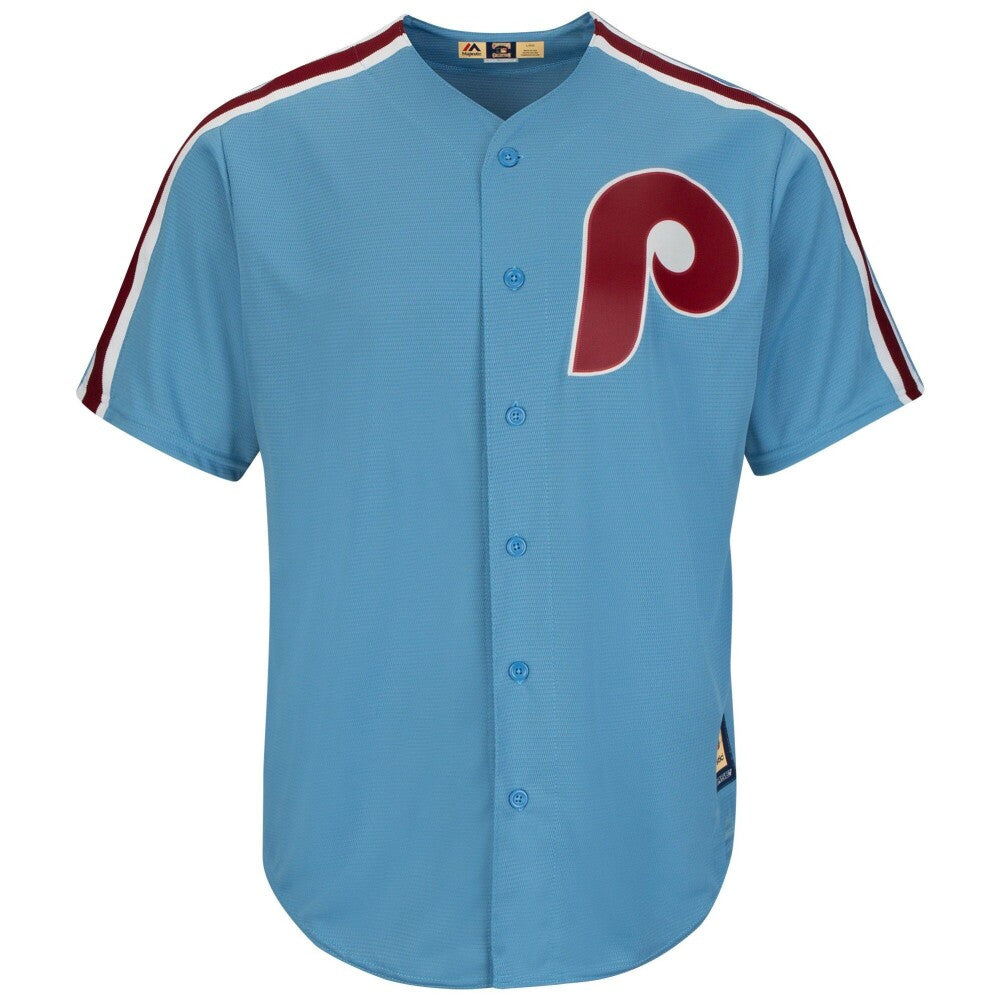 MenS Majestic Bryce Harper Light Blue Philadelphia Phillies Cool Base Cooperstown Player Jersey