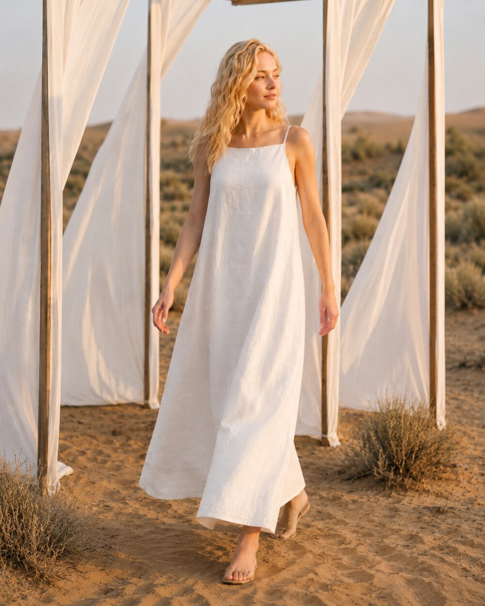 White Linen Dress for Women, Minimalist Linen Maxi Dress, Simple Linen Dress, Linen Spaghetti Strap Dress, Open Back Dress, Linen Clothing