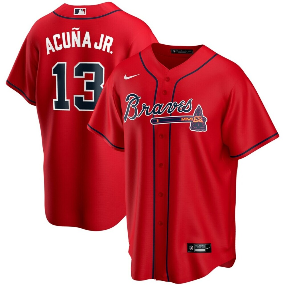 Men'S Atlanta Braves Ronald Acuna Jr. Red Alternate Player Name Baseball Jersey Mlb Baseball Jersey23