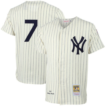 Mens New York Yankees Mickey Mantle Mitchell & Ness Cream Mlb Baseball Jersey Mlb Baseball Jersey1249