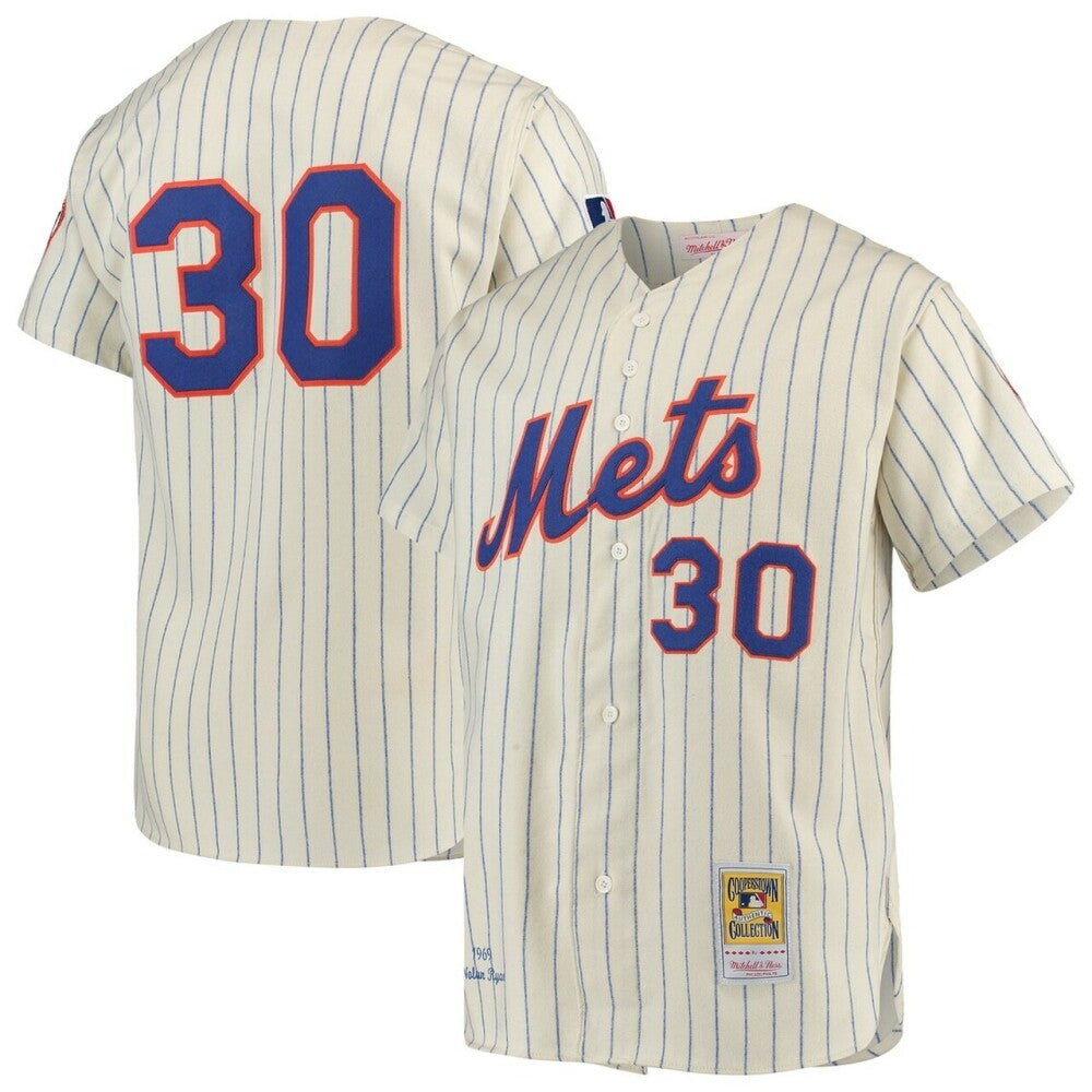 Nolan Ryan New York Mets Mitchell & Ness Cooperstown Collection Baseball Jersey Mlb - Cream Baseball Jersey1326