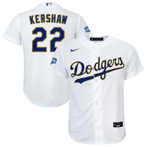 Los Angeles Dodgers Clayton Kershaw White/Gold 2021 Gold Program Player Baseball Jersey Mlb Baseball Jersey309
