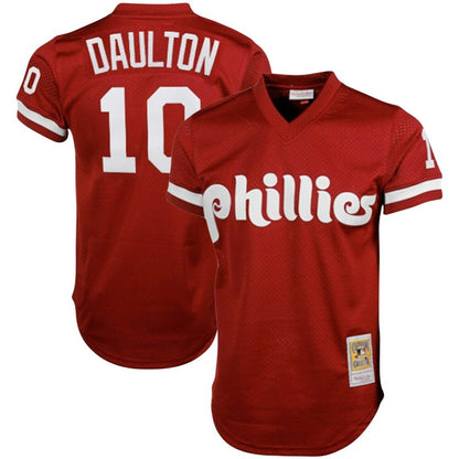 Men'S Philadelphia Phillies Darren Daulton Mitchell & Ness Red Cooperstown Collection Big & Tall Mesh Batting Practice Baseball Jersey Mlb B