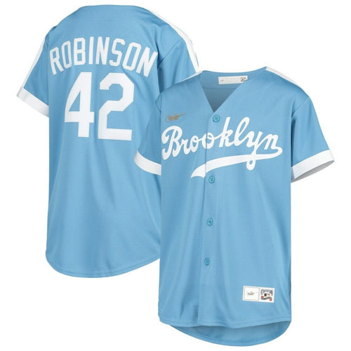 Brooklyn Dodgers Jackie Robinson Light Blue Alternate Cooperstown Collection Player Baseball Jersey Mlb Baseball Jersey905