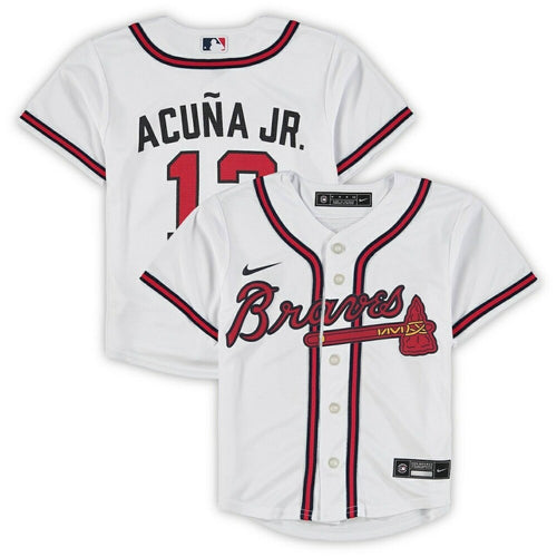 Preschool Atlanta Braves Ronald AcuA Jr. White Home Player Baseball Jersey Mlb Baseball Jersey537