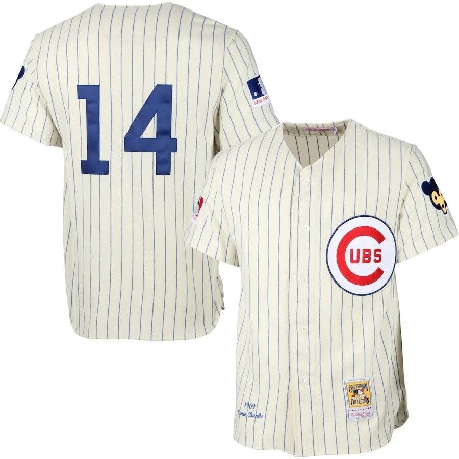 Mitchell & Ness Ernie Banks Chicago Cubs Cream MLB  Jersey