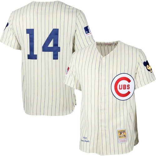 Mitchell & Ness Ernie Banks Chicago Cubs Cream MLB  Jersey